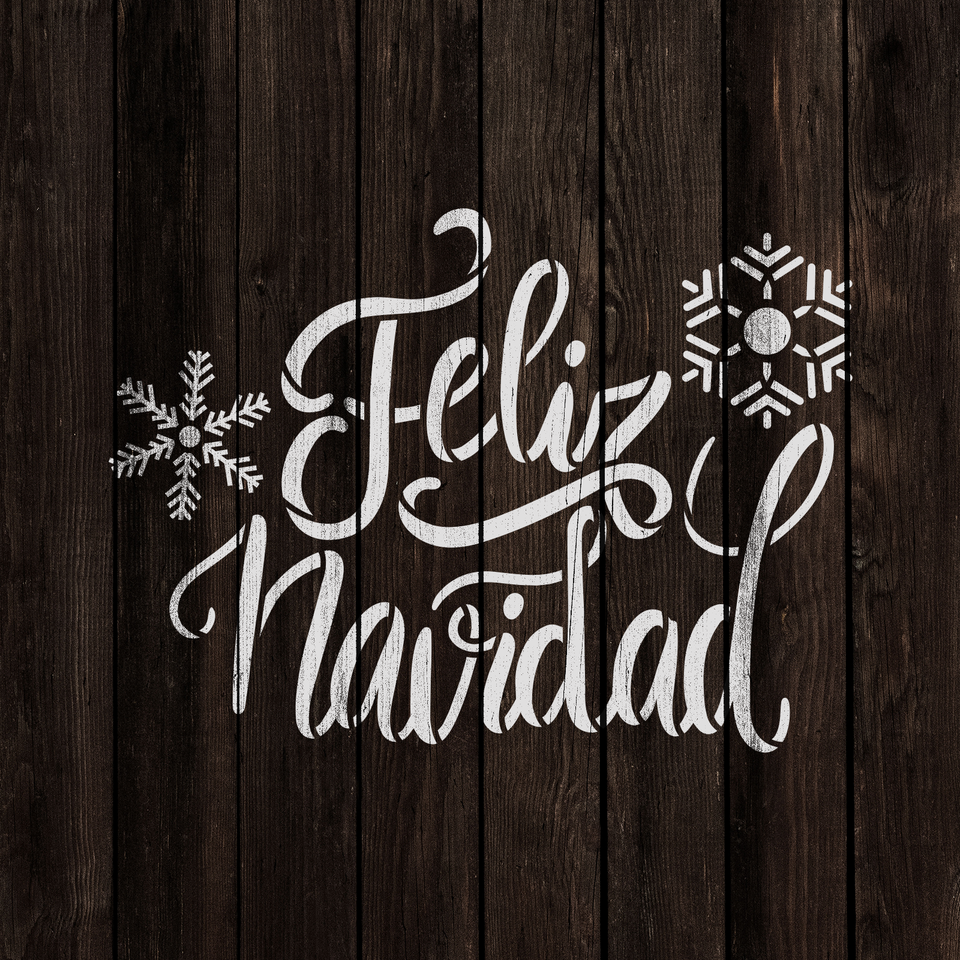 Feliz Navidad Snowflakes Stencil - Reusable Stencils for DIY Projects ...