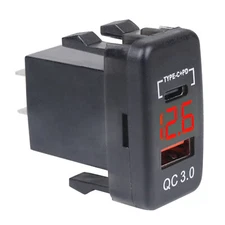 PD Car Charger Socket Dual USB QC3.0 Fast Charging Port Power Adapter for Toyota