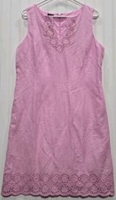 Talbots Dress Pink Eyelet Scalloped Hem And Neck Sleeveless Lined Shift 10 NWT