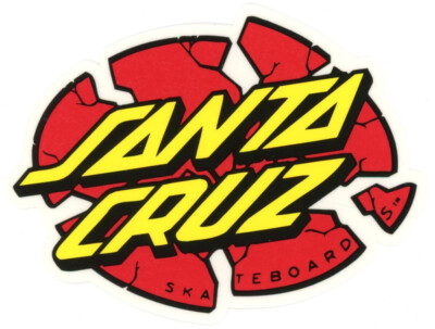 Santa Cruz Skateboard Sticker Rot Gelb Transparent 10,5x7,5cm Gestanzt