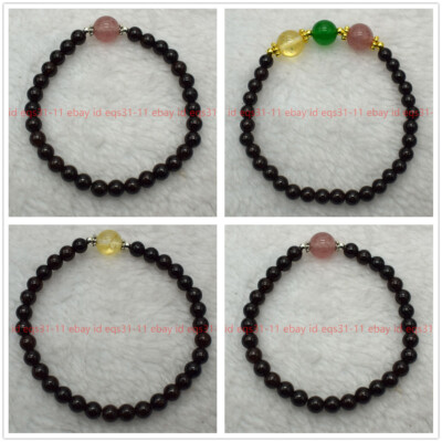 Beautiful Wonderful 6mm Black Agate Round Gemstone Beads Bracelet 7.5''