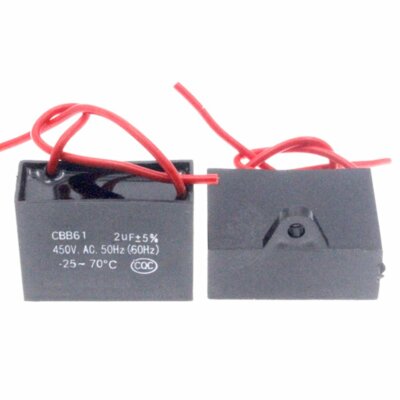 1PCS CBB61 2UF 450V Motor Start Run Fan Capacitor 2Wire