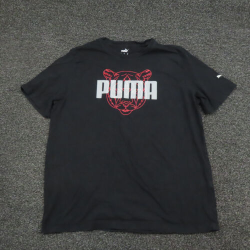 Puma Shirt Adult XL Black & Red Short Sleeve Workout Breathable Gym ...