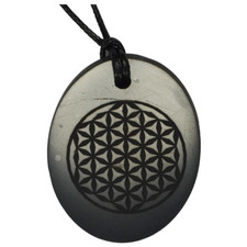 Shungite Pendant Flower of Life  Engraved  - Oval