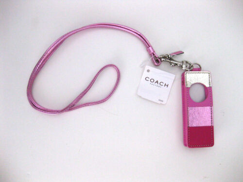 New NWT Coach pink leather stripe ipod shuffle 3 gen case w/dust bag - 第 1/4 張圖片