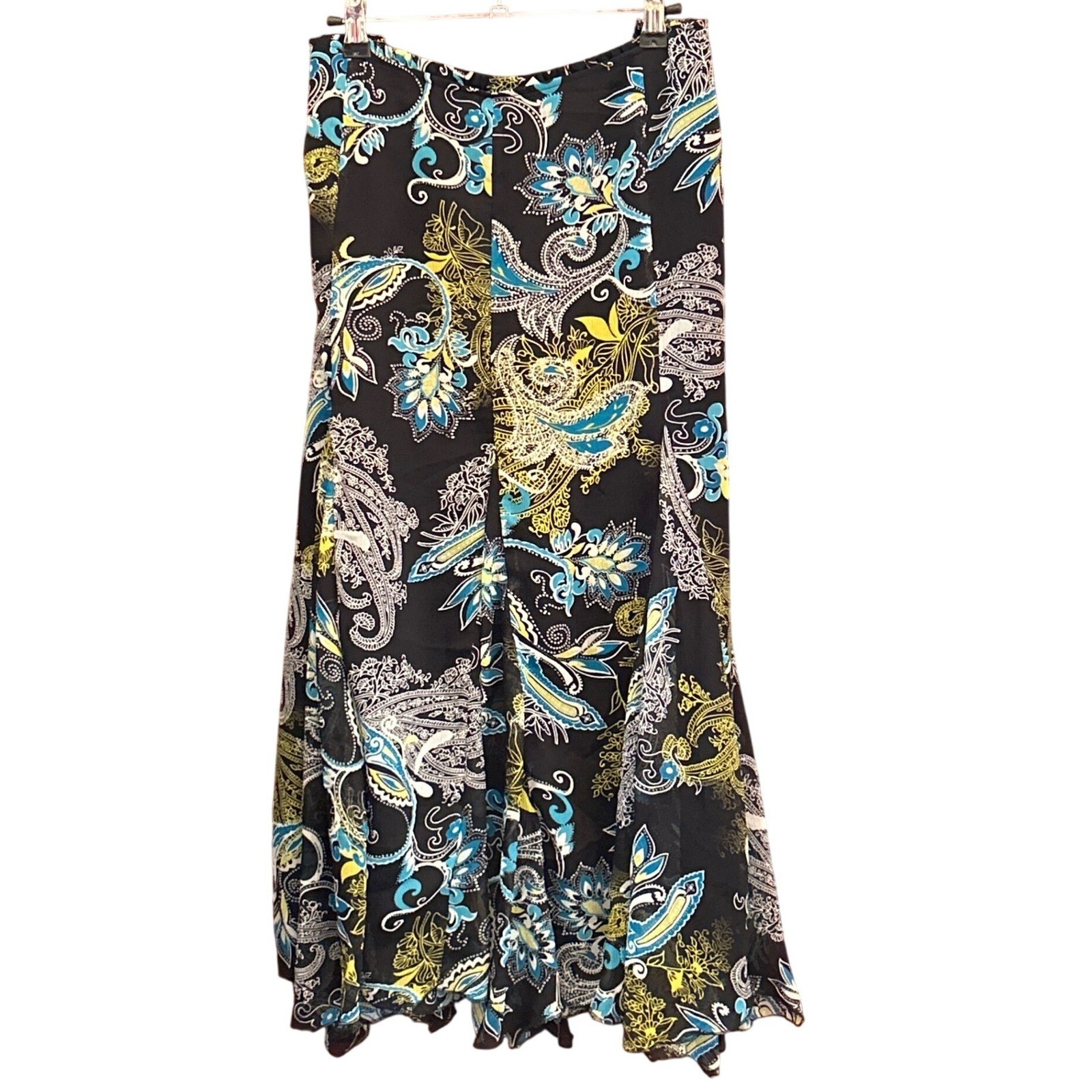Vintage Jessica London Maxi Skirt Boho Paisley Floral Whimsigoth Turquoise 18W