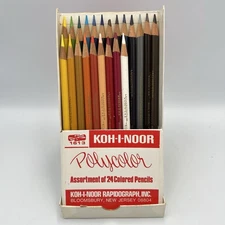 Vintage Koh-I-Noor L&C Hardtmuth Inc Box 22 Colored Pencils Set #1613 USA Wood