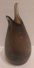 Murano-style scavo art glass pulled freeform stretch vase Root beer Brown
