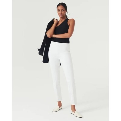 SPANX Women's On-the-Go Ankle Slim Straight Pant Pull On White M