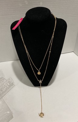 Lilly Pulitzer Gold Toned Starfish & Blowfish Drop Necklace NWT 16-19  Length