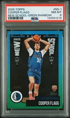 2025 TOPPS NEW SCHOOL GREEN RAINBOW #NS-1 COOPER FLAGG 75/99 PSA 8