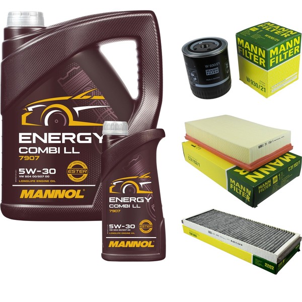 Mann Inspektionspaket 6L Mannol Energy 5W-30 FüR Audi Cabriolet 2.6 2.8 80 Avant-image