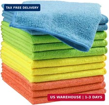 Microfiber Cleaning Cloths 12-Pack , 14" x 14", Ultra Absorbent, Lint-Free, Str