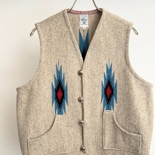 Vintage 1960-70's Ortega's Chimayo Vest Size 44 Gray Length 58cm