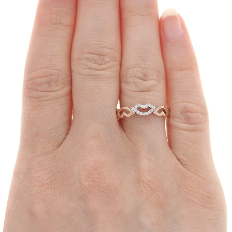 Kallati Diamond Kisses Band - Rose Gold 9k Round Brilliant .10ctw Love Ring - Image 2 of 4