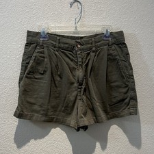 Free People Olive Green Pleated High-Rise Shorts Size 8