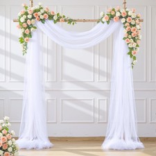 30x19ft White Wedding Arch Draping Fabric 1 Panel Sheer Tulle Backdrop Decor
