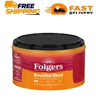 22.6 Ounce Canister, Folgers Breakfast Blend Ground Coffee, Smooth & Mild.......