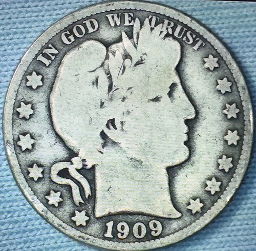 1909-S Barber Silver Half Dollar. Very Good/Fine Condition NICE!