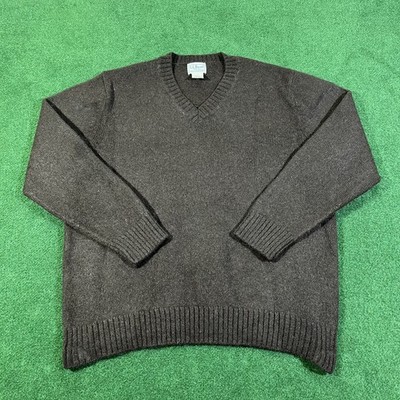 LL.Bean Mens Pullover Sweater Charcoal Wool V Neck Size XL - REG Excellent