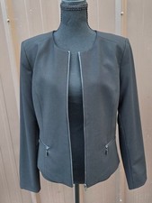 Calvin Klein Suit Black Zip-Front Blazer And Straight Leg Pant Sz 8