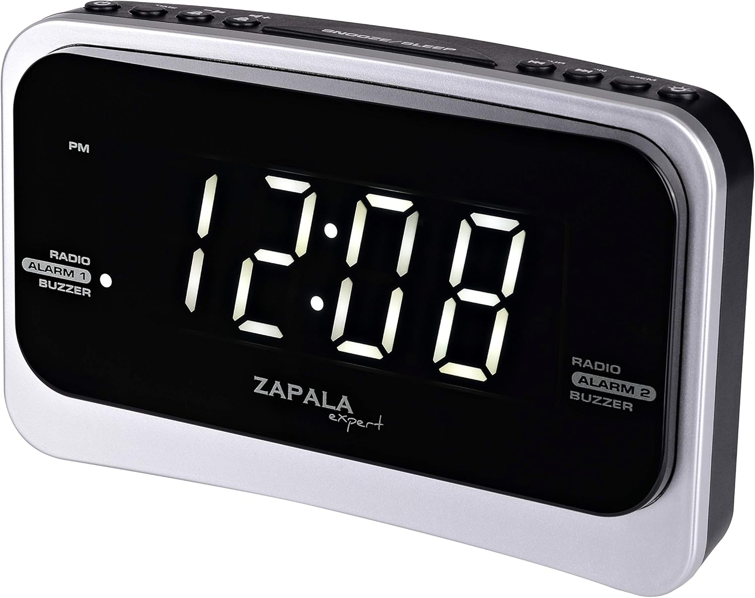 Dual Alarm Clock Radio with Large LED Display for Bedroom Plug-In Simple Design-image