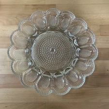 Vintage Indiana Glass Company Clear Hobnail Deviled Egg Platter. 12 In