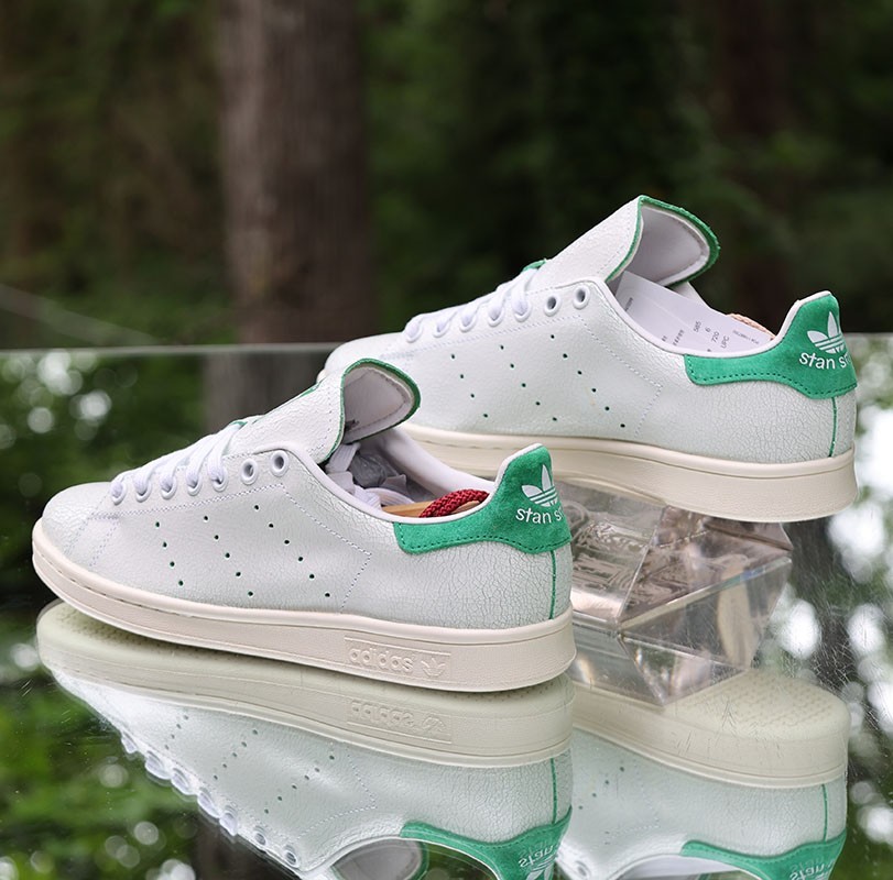 Adidas Stan Smith Cracked Leather White Green Womens Size 7.5