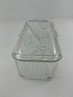 Vintage Federal Glass Rectangular Lid Refrigerator Dish Ribbed Vegetable Design