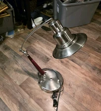 Swing Arm Desk~Table Lamp Faux Wood Metal~180° Articulated Boom~Task~MCM Vintage