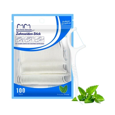 SMARTIFY SHOP 100x Stück Zahnseide Sticks Minze Zahnstocher Dental Floss für frischen Atem