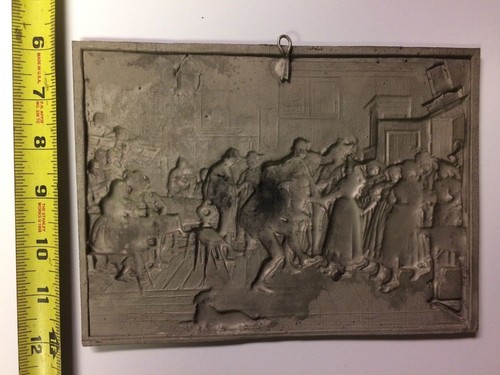 Victorian Medieval Colonial Pewter Plates Drinking Music Bar Art Decor x2 B4 - Picture 8 of 8