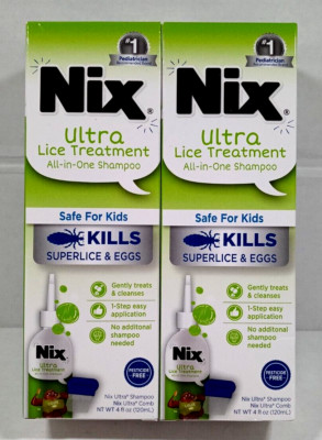 Lot of 2 Nix Ultra Lice Treatment Shampoo 4 oz Kills Superlice & Eggs 01/27+ NEW