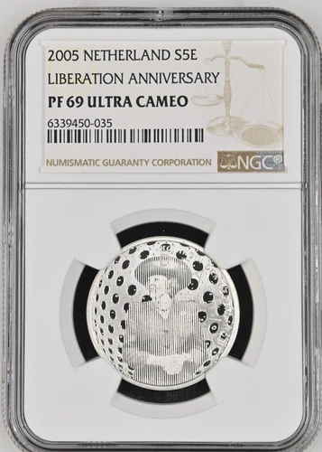 2005 NETHERLANDS SILVER 5 EUROS LIBERATION ANNIVERSARY -NGC PF 69 UC - Top Pop