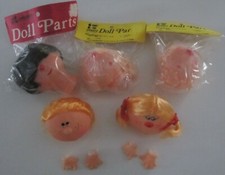 Vintage Lot of 5 Plastic DOLL HEADS with HAIR 4 with Hands