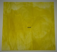 2020.30 CLEAR, SUNFLOWER YELLOW STREAKY 4" x 4" BULLSEYE 3mm THICK GLASS 90 COE