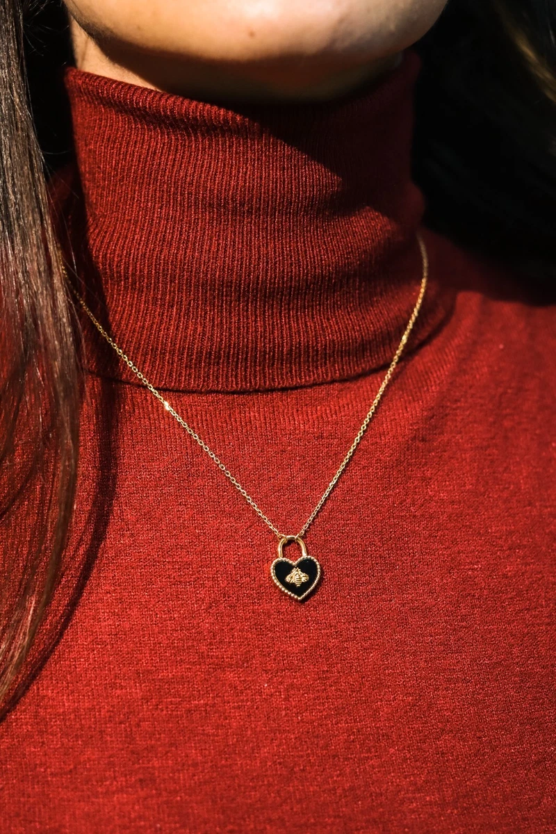18K Honey Bee Necklace Gift For Her Bumble Bee Necklace Dainty Bee Necklace