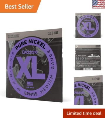 11-48 D'Addario XL Pure Nickel Strings: Warm Vintage Sound for Electric Guitars