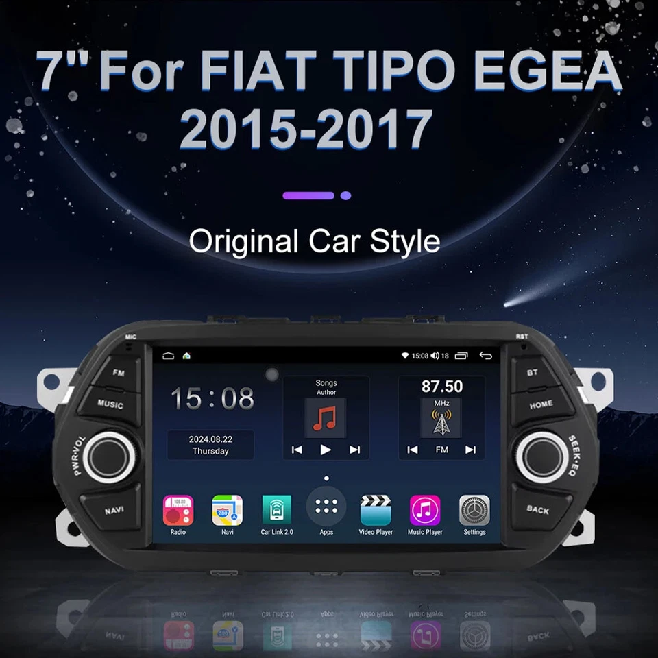 For Fiat Tipo Egea 2015-2017 Android CarPlay Car Radio GPS Stereo Player Screen - Image 2 of 4