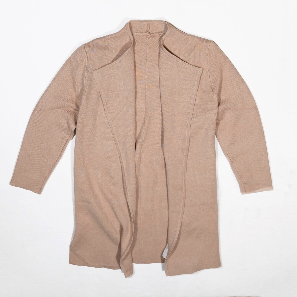 NEW Chicwish Classy Open Front Knit Midi Cardigan Sweater Coat In Light Tan  L