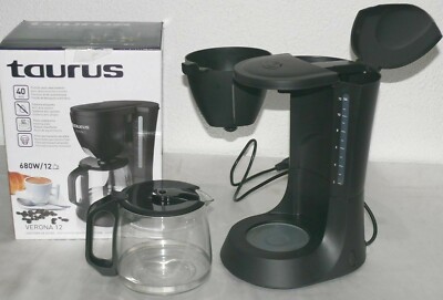 Taurus Verona 12 Designer Kaffeemaschine Glaskanne 1,2l 680W AUTO OFF 40 Black