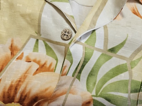 TOMMY BAHAMA men's 2XL XXL YELLOW FLORAL 100% SILK SHIRT - Picture 5 of 6