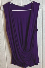 West Kei Women’s Surplice Blouse Large Sleeveless Purple Career Red Hat Society