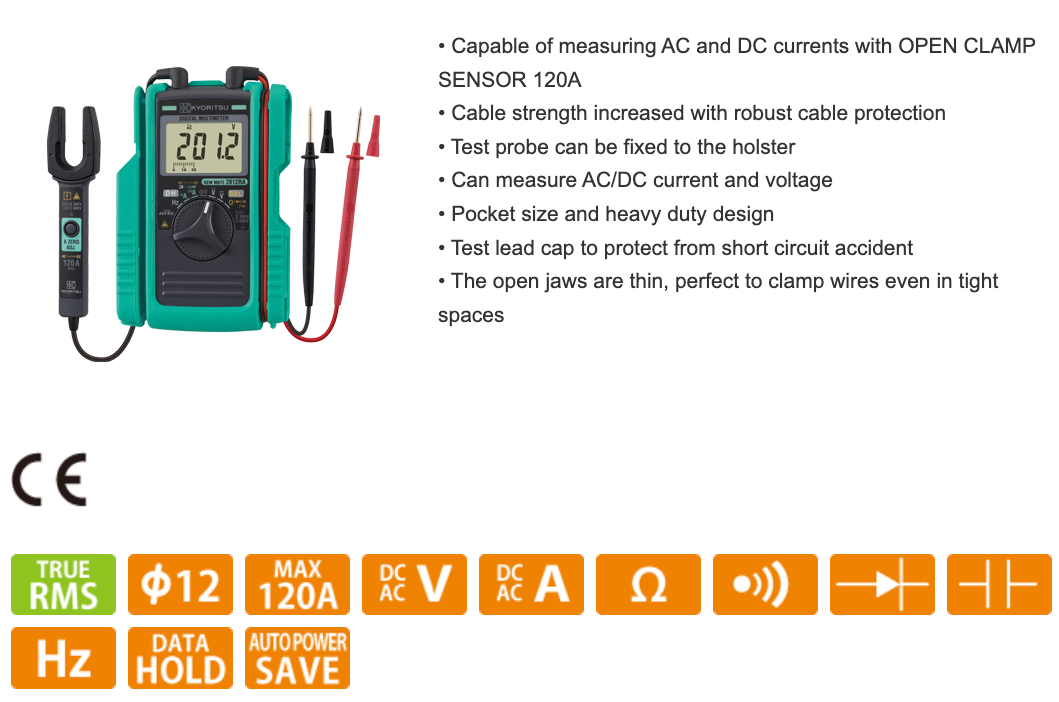 KYORITSU DIGITAL MULTIMETER WITH AC/DC CLAMP SENSOR KEWMATE 2001A From ...