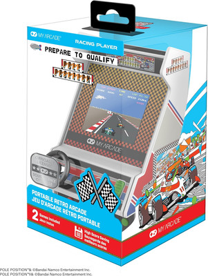 Pole Position Racing Player: Retro Mini Arcade Game Console with 2 Games, Real R