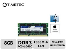 Timetec 8GB DDR3 1333MHz PC3-10600 Non-ECC 1.5V 2Rx8 SODIMM Apple Memory RAM