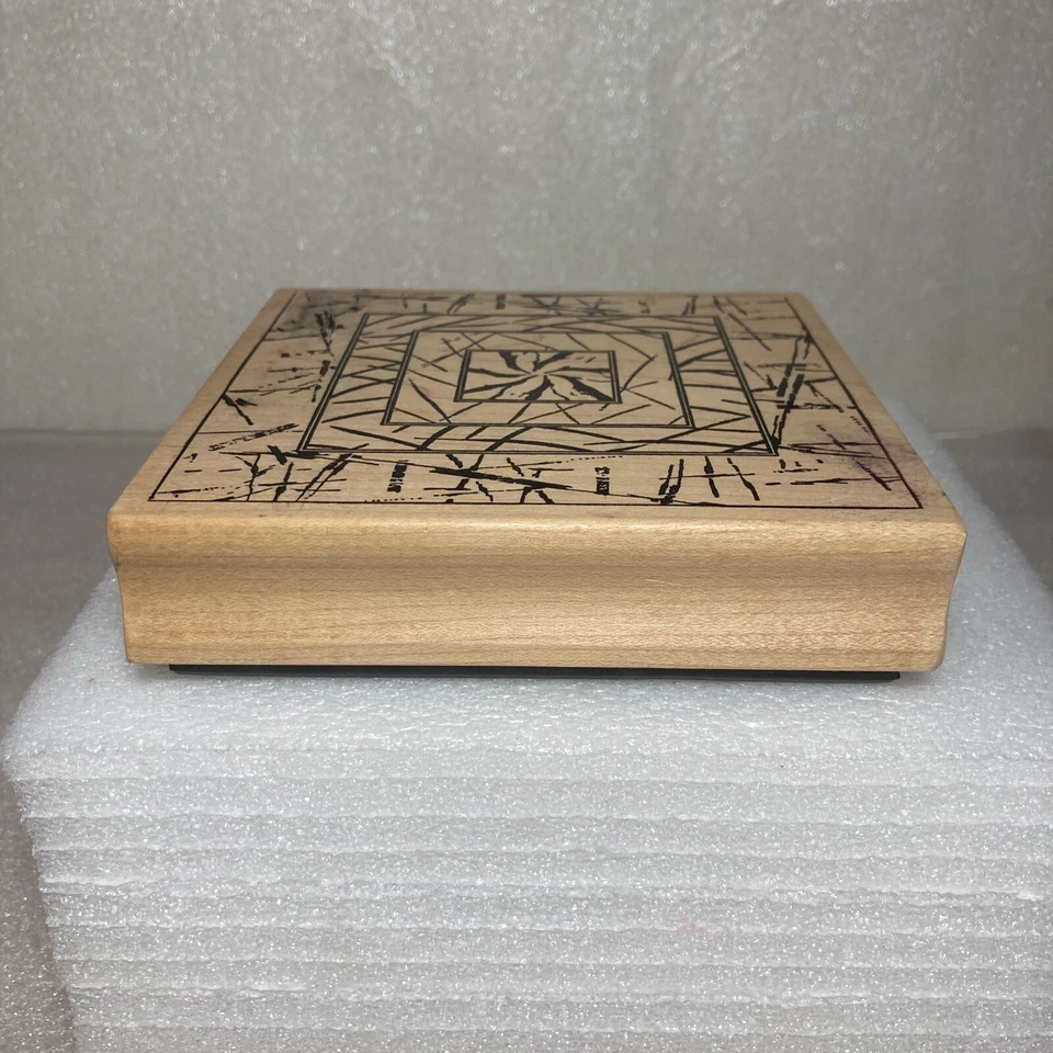 Sello de goma magenta 26.027.R marcos pinceladas cuadrados montados en madera de 5" x 5" Foto 4 de 4