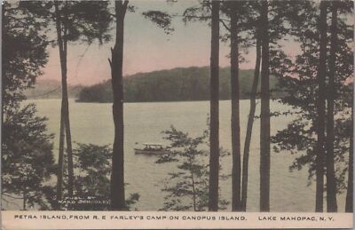 Postcard Petra Island From RE Farley's Camp Canopus Island Lake Mahopac NY 