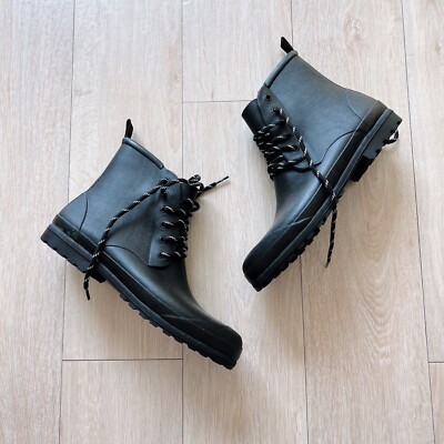 Madewell Lace Up Lugsole Rain Boots 9