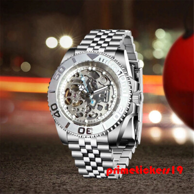 NH70 Sapphire 40mm Men Automatic Steel Watch Skeleton Hollow Dial Rotating Bezel